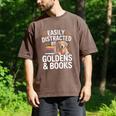 Easily Distracted By Goldens & Books Golden Retriever Dog Men's Comfort Colors T-Shirt Espresso