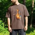 Giraffe Reading Tea Books Coffee Book Lover Graphic Men's Comfort Colors T-Shirt Espresso