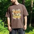 Peace Love Books Librarian Teacher Life Book Library Men's Comfort Colors T-Shirt Espresso