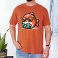 Adorable Book Lover Salmon With Reading Glasses Cute Men's Comfort Colors T-Shirt Yam