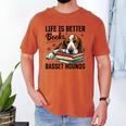 Basset Hound Dog Breed Life Is Better With Books And a For Men Women Girls Kids Men's Comfort Colors T-Shirt Yam