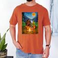 Bigfoot And Alien Reading Books Campfire Halloween Men's Comfort Colors T-Shirt Yam Bigfoot And Alien Reading Books Campfire Halloween Men's Comfort Colors T-Shirt Yam