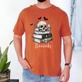 Boo Skeleton Skull Books Halloween Women School Teacher Kid Men's Comfort Colors T-Shirt Yam Boo Skeleton Skull Books Halloween Women School Teacher Kid Men's Comfort Colors T-Shirt Yam