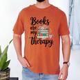 Books Are My Therapy Coffee Books Flowers Bookish Book Lover Men's Comfort Colors T-Shirt Yam