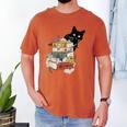 Cat And Books Flowers Reading Club Cat Lover Bookworm Men's Comfort Colors T-Shirt Yam