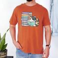 Cat On Books Pets Cats Reading Book Nerd Read Reader Bookcat Men's Comfort Colors T-Shirt Yam