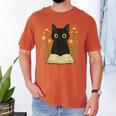 Cat Reading Book Flowers Men's Comfort Colors T-Shirt Yam