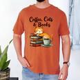 Coffee Cats And Books Lover For Women & Girls Coffee Men's Comfort Colors T-Shirt Yam