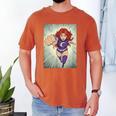 The Crimson Crescent 90s Retro Comic Book Superheroine Art Men's Comfort Colors T-Shirt Yam The Crimson Crescent 90s Retro Comic Book Superheroine Art Men's Comfort Colors T-Shirt Yam