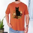 Cute Cat Book Flowers Men's Comfort Colors T-Shirt Yam