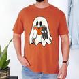 Cute Ghost Cat Reading Book Spooky Season Halloween Costume Men's Comfort Colors T-Shirt Yam Cute Ghost Cat Reading Book Spooky Season Halloween Costume Men's Comfort Colors T-Shirt Yam
