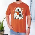 Cute Ghost Reading Book Spooky Season Halloween Costume Kids Men's Comfort Colors T-Shirt Yam