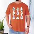 Cute Ghost Reading Books Teacher Halloween Reading Men Women Kids Men's Comfort Colors T-Shirt Yam