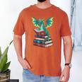Dragon Reading Books Fantasy Lovers Mythical Creatures Men's Comfort Colors T-Shirt Yam