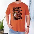Easily Distracted By Cats And Books Lovers Reading Men's Comfort Colors T-Shirt Yam