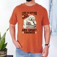 Great Pyrenees Dog Breed Life Is Better With Books And Great Men's Comfort Colors T-Shirt Yam