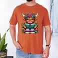 Highland Cow Book Floral Bookworm Men's Comfort Colors T-Shirt Yam