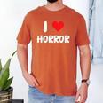 I Love Horror Heart Movies TV Show Books Writing Read Men's Comfort Colors T-Shirt Yam