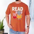 Pig Elephant Reading Cute Book Lover Bookworm Boys Girls Kid Men's Comfort Colors T-Shirt Yam