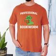 Professional Bookworm Reading Lover Cute Worm Glasses Book Men's Comfort Colors T-Shirt Yam