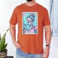 The Reader Retro Reading Skeleton Books Flowers Tarot Card Men's Comfort Colors T-Shirt Yam The Reader Retro Reading Skeleton Books Flowers Tarot Card Men's Comfort Colors T-Shirt Yam