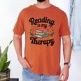 Reading Is My Therapy Book Lover Bookworm Men's Comfort Colors T-Shirt Yam