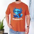 Readsolotl Blue Kawaii Axolotl Book Lover Reading Men's Comfort Colors T-Shirt Yam
