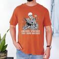 Skeleton Reading Book Anxious Stressed True Crime Obsessed Men's Comfort Colors T-Shirt Yam