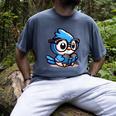 Adorable Book Lover Blue Jay With Reading Glasses Cute Raglan Baseball Tee Men's Comfort Colors T-Shirt Denim