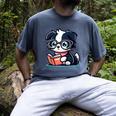 Adorable Book Lover Border Collie With Reading Glasses Cute Raglan Baseball Tee Men's Comfort Colors T-Shirt Denim