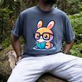 Adorable Book Lover Rabbit With Reading Glasses Cute Premium Men's Comfort Colors T-Shirt Denim