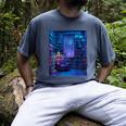 Book Library Bookshelf Armchair Window Pattern Print Men's Comfort Colors T-Shirt Denim