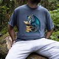 Book Lover Bookworm Reading Books Dragon Sci-Fi Character Men's Comfort Colors T-Shirt Denim
