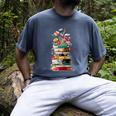 Book Stack With Flowers Reading Lover Bookish Men's Comfort Colors T-Shirt Denim