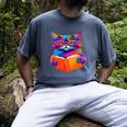 Cat Book Shirt Colorful Cat Reading Book Men's Comfort Colors T-Shirt Denim