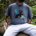Cat Midcentury With Book And Coffee Atomic Age Mid Century Men's Comfort Colors T-Shirt Denim