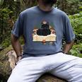 Cat On Open Book Mushrooms Ferns Dark Academia Men's Comfort Colors T-Shirt Denim