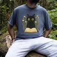 Cat Reading Book Flowers Men's Comfort Colors T-Shirt Denim
