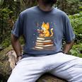 Cat Reading Books Men's Comfort Colors T-Shirt Denim Cat Reading Books Men's Comfort Colors T-Shirt Denim