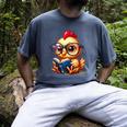 Chicken Reading a Book Farm Animal Chick Men's Comfort Colors T-Shirt Denim