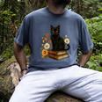 Cute Cat Book Flowers Men's Comfort Colors T-Shirt Denim