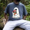 Cute Ghost Holding Books Bookish Christmas Men's Comfort Colors T-Shirt Denim