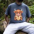 Cute Highland Cow Reading Book Men's Comfort Colors T-Shirt Denim Cute Highland Cow Reading Book Men's Comfort Colors T-Shirt Denim