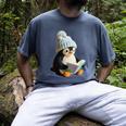Cute Penguin Reading Book Faux-Crochet Print Men's Comfort Colors T-Shirt Denim