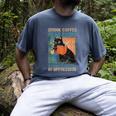 Drink Coffee Read Books Dismantle Systems Of Oppression Cat Men's Comfort Colors T-Shirt Denim