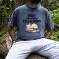 Easily Distracted By Cats And Books Cute Book Lover Men's Comfort Colors T-Shirt Denim