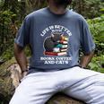 Life Is Better With Books Cats & Coffee Librarian Book Lover Men's Comfort Colors T-Shirt Denim