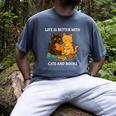 Life Is Better With Cats And Books Cute Cat Lover Men's Comfort Colors T-Shirt Denim Life Is Better With Cats And Books Cute Cat Lover Men's Comfort Colors T-Shirt Denim