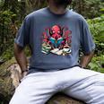 Octopus Reading Book Coffee Lover Bookaholic Bookworm Reader Men's Comfort Colors T-Shirt Denim