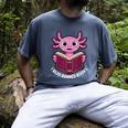 I Read Banned Books Axolotl Reading Men's Comfort Colors T-Shirt Denim